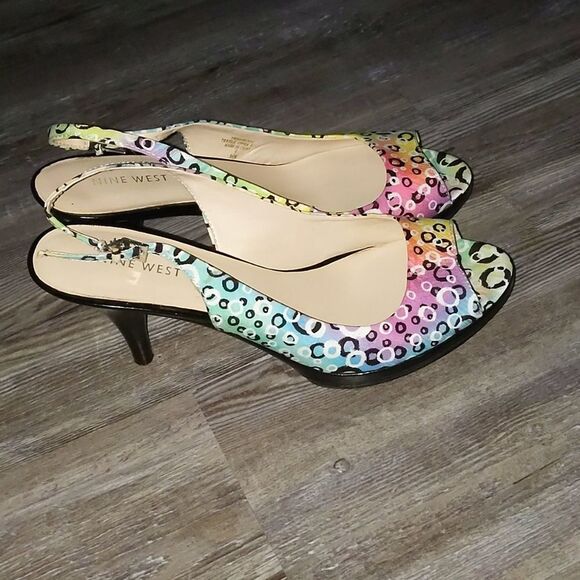 Nine West multi color Sharina2 peep toe heels - Picture 5 of 7